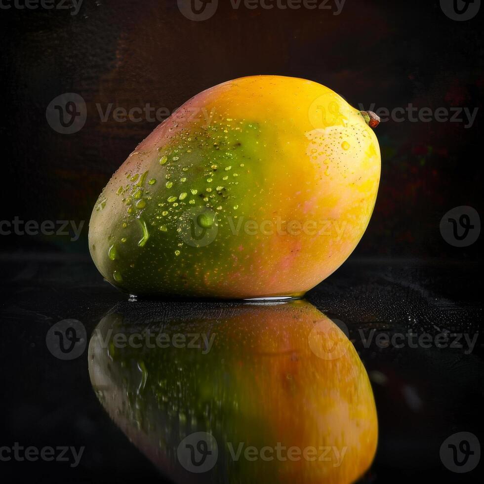A mango on a black surface photo