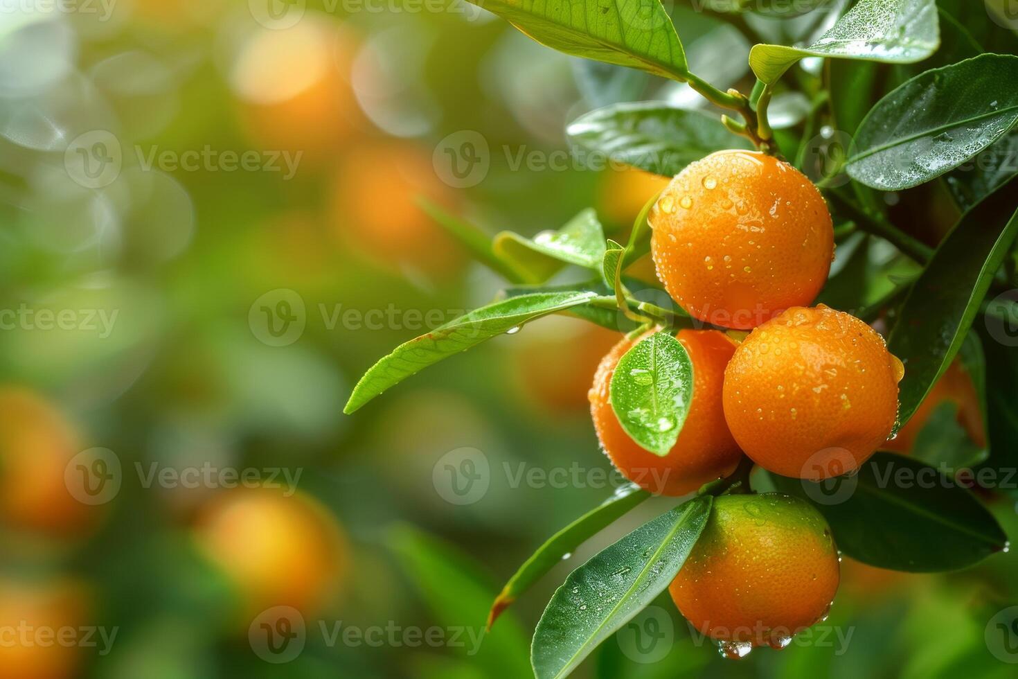 Ripe kumquats on the tree photo