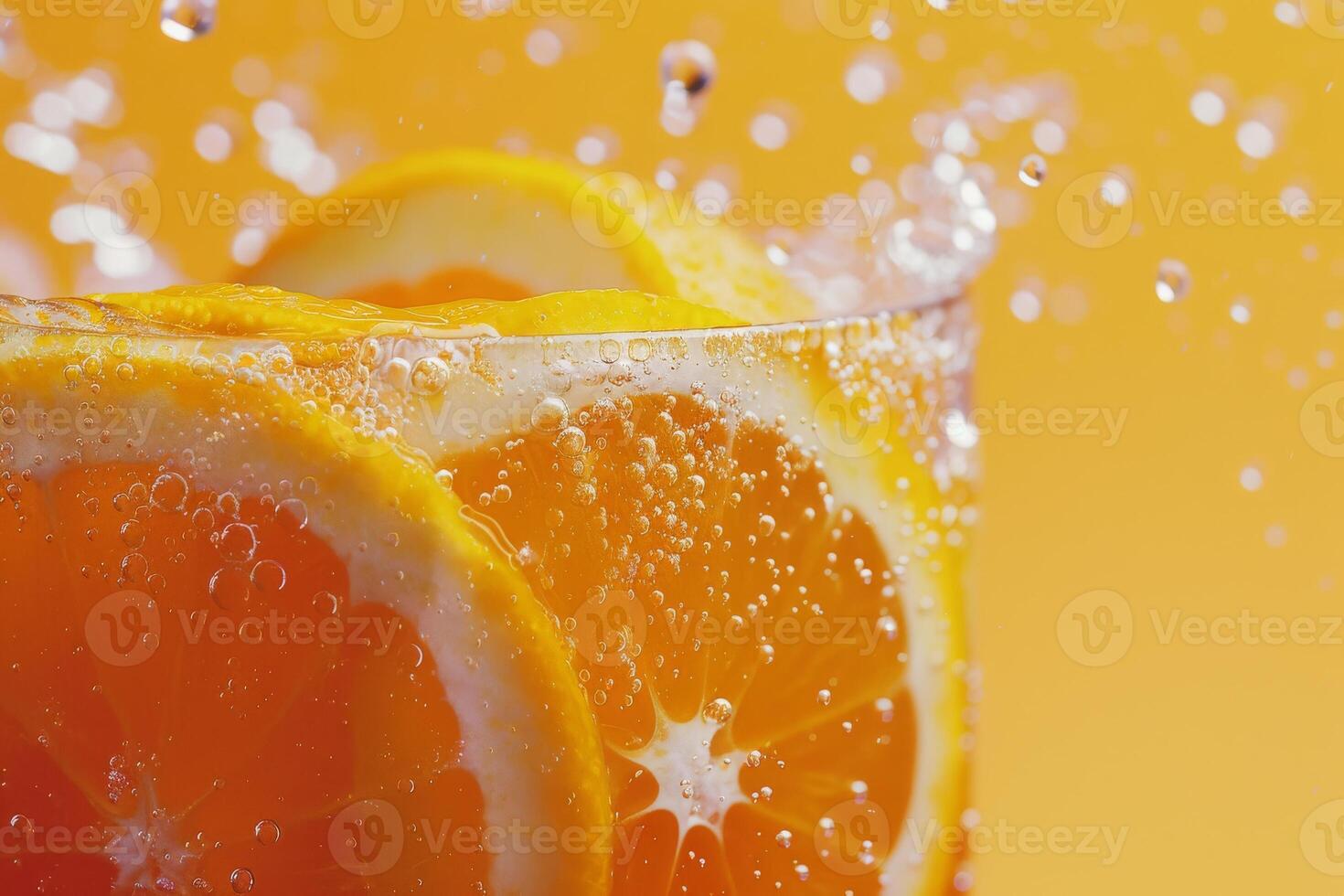 A glass of orange juice with slices of orange in it photo