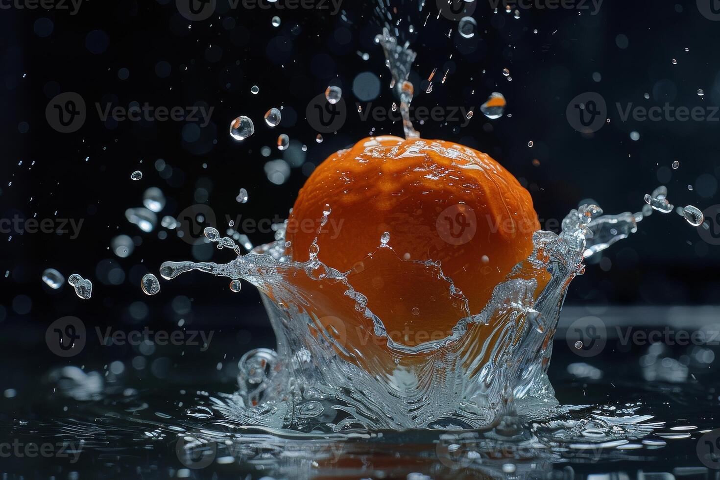A watermelon being splashed with water photo