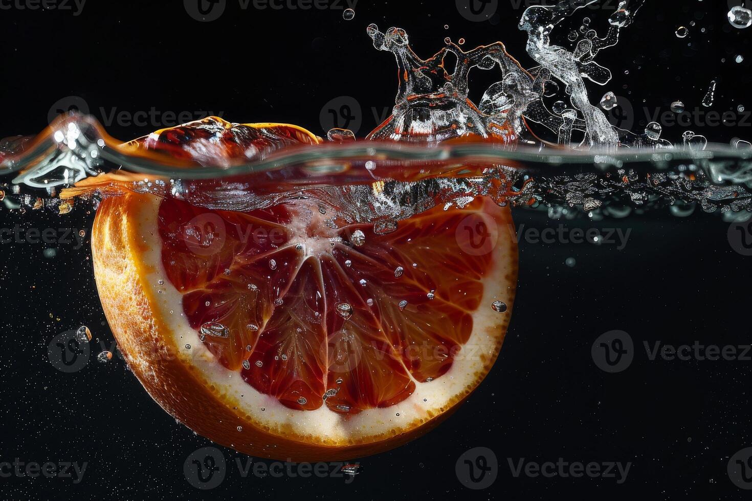 A grapefruit is being splashed in water photo