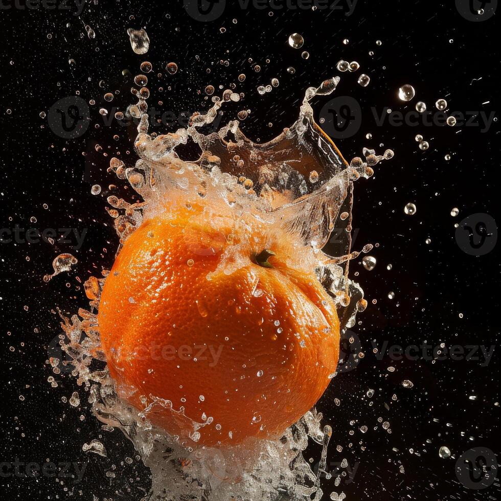 A watermelon is being splashed with water photo