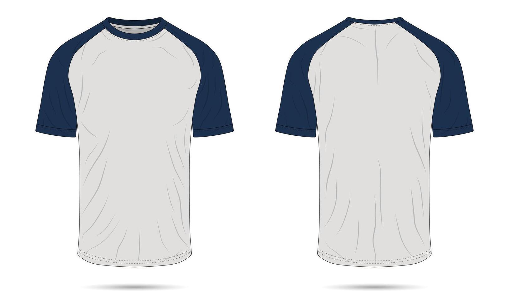 Raglan sleeve t-shirt mockup front and back view vector