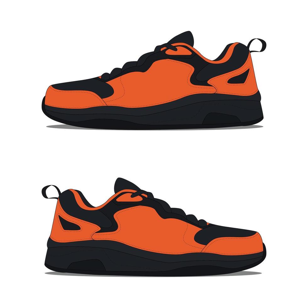 Black and orange men's sports shoe mockup vector
