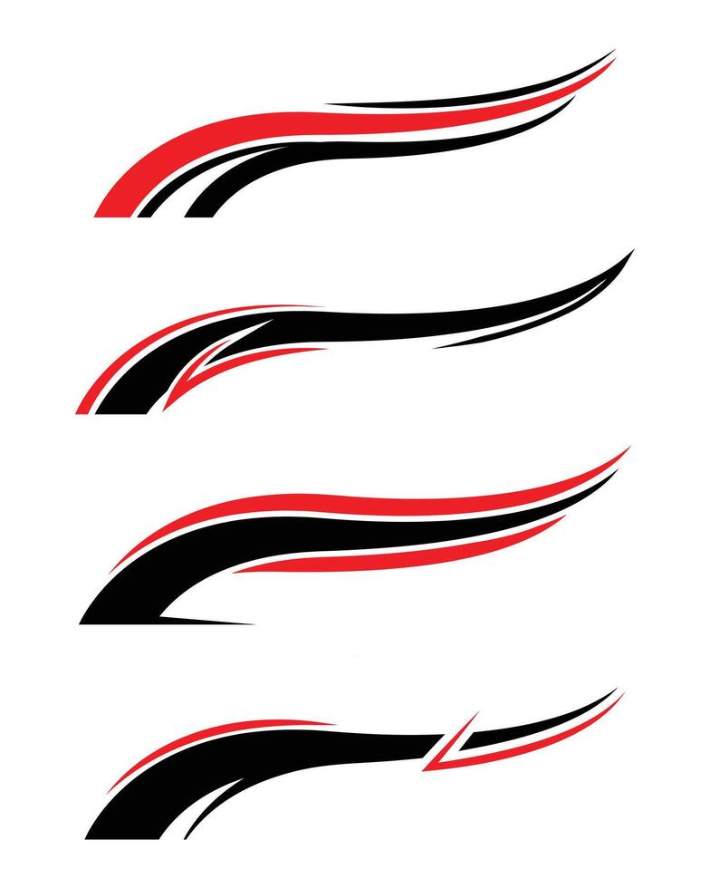 Set of abstract curved stripes vehicle wrap stickers vector