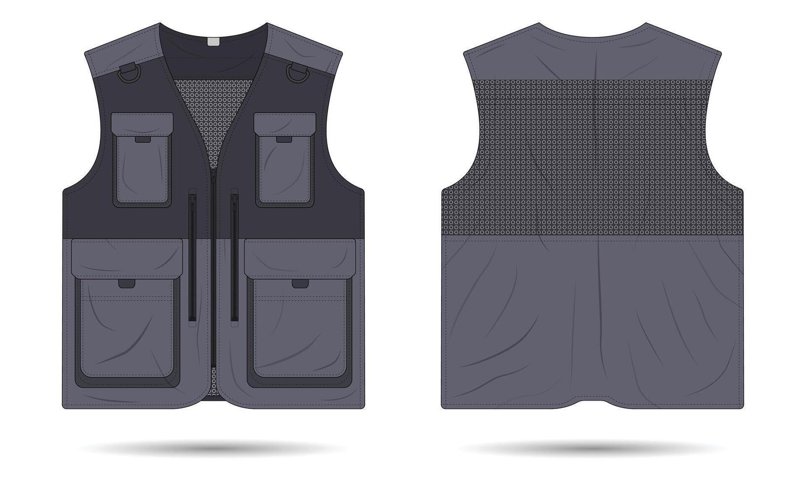 Outdoor vest mockup front and back view vector