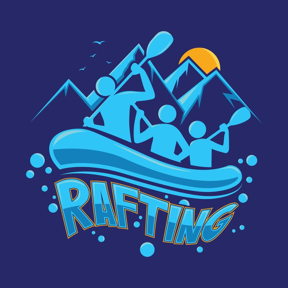White water rafting sport graphic design template vector