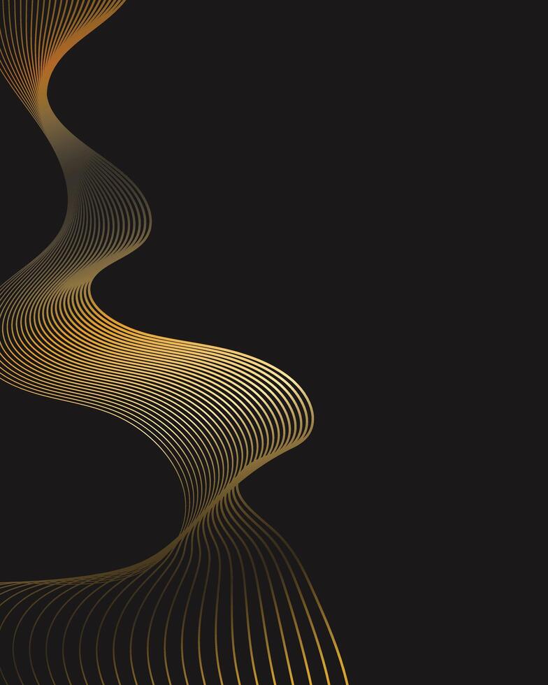 Abstract curved gold lines luxury blank background vector