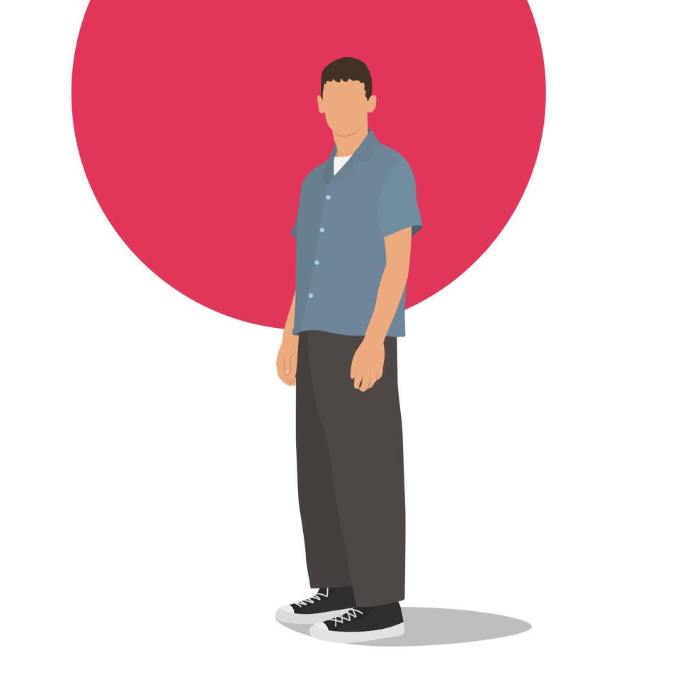Flat illustration of faceless male character posing vector