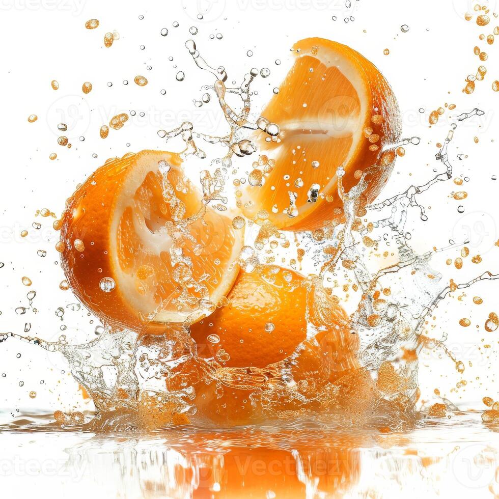 A splash of water is on top of an orange photo
