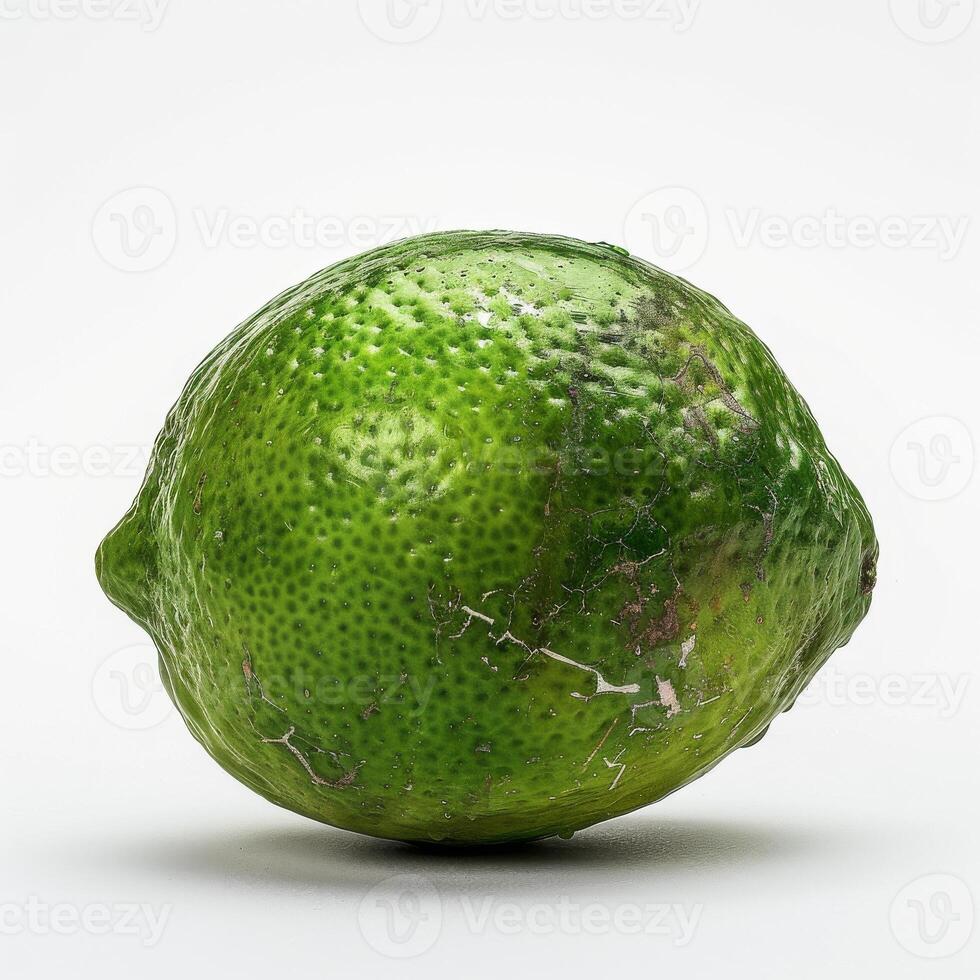 A lime is shown on a white background photo