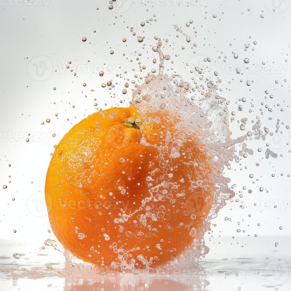 A splash of water on an orange photo