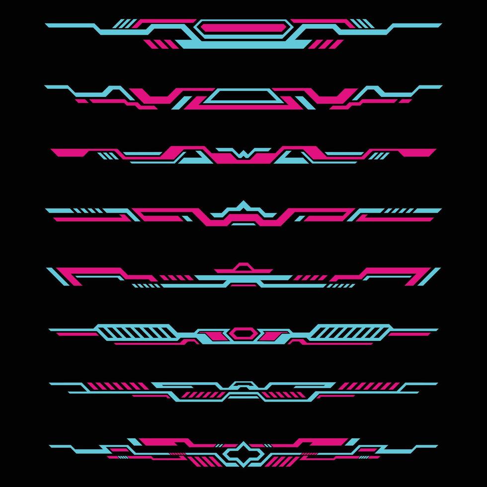 Abstract futuristic technology border collection vector