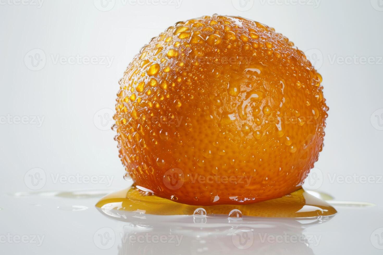 An orange with water droplets on it photo