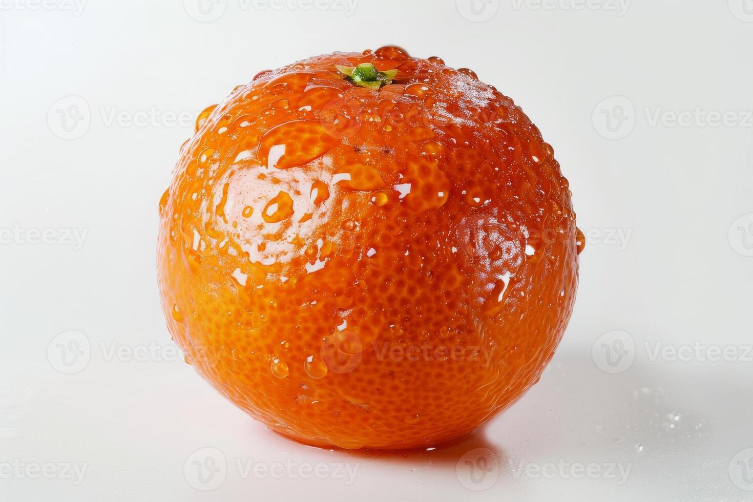 A single orange on a white surface photo