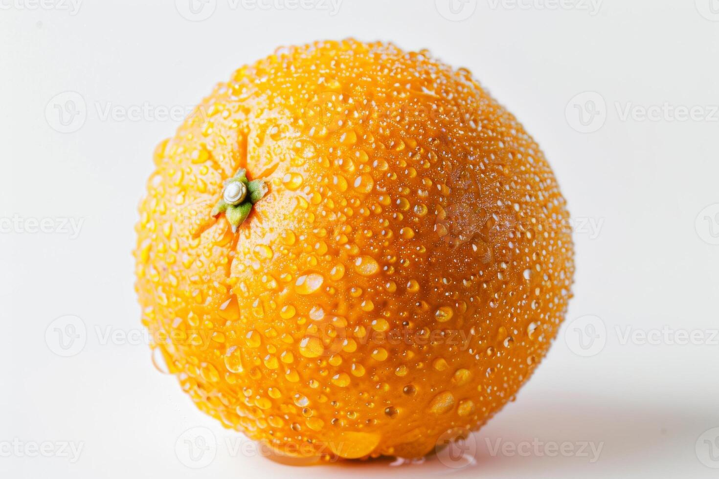 A close up of an orange with water droplets on it photo