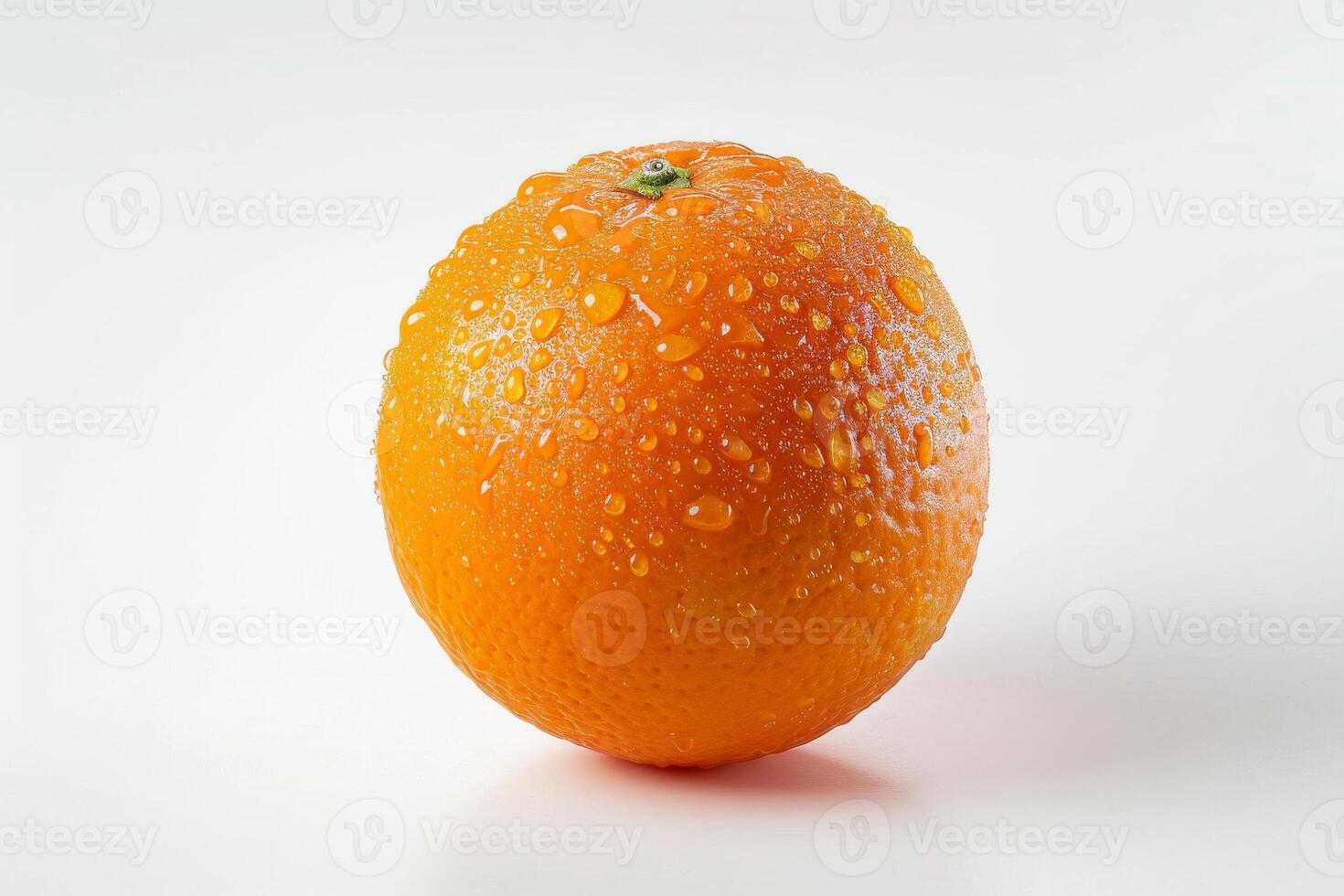 A single orange on a white surface photo