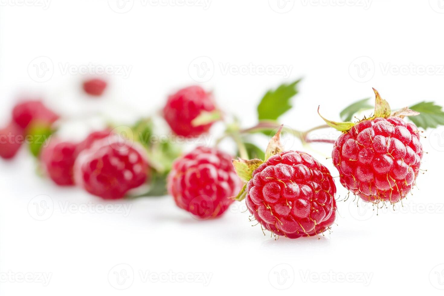 Raspberries on white background photo