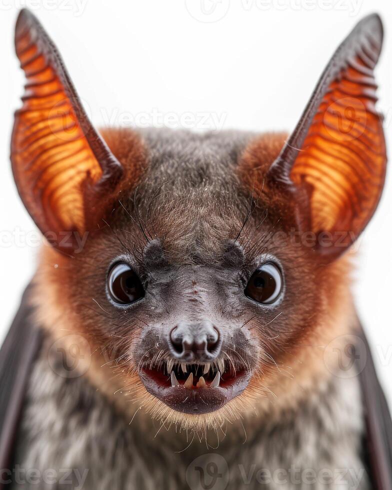 A close up of a bat with its mouth open photo