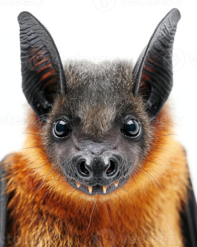 A close up of a bat with its mouth open photo