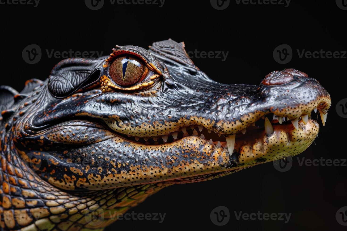 A close up of a crocodile's head photo