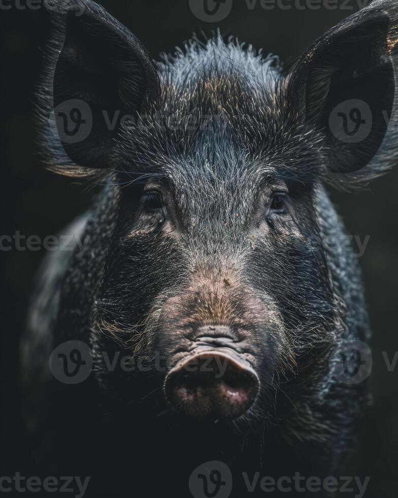 A close up of a pig with big ears photo