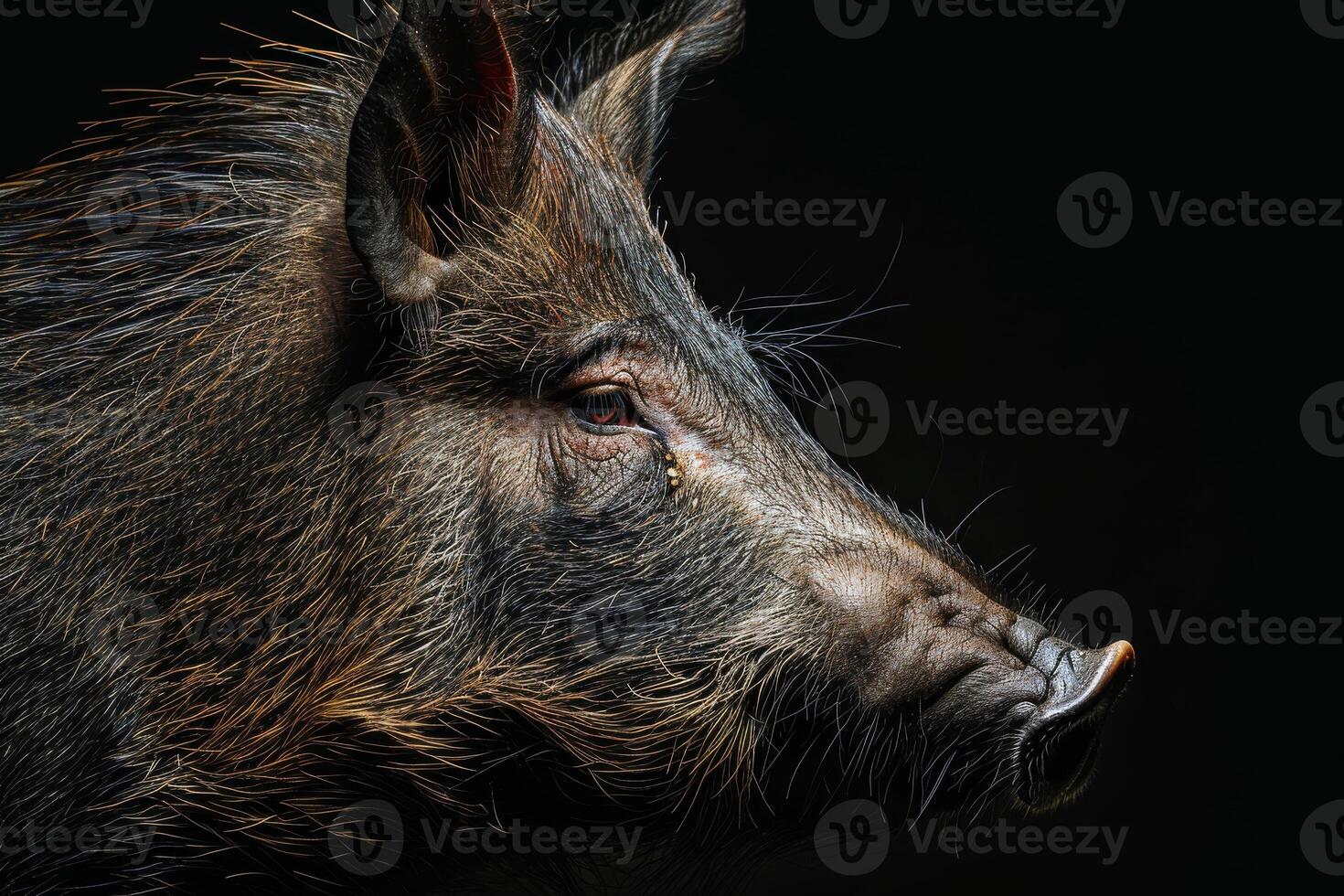 A close up of a wild boar's head photo