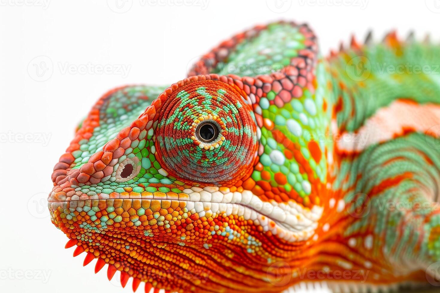 A close up of a colorful chameleon photo