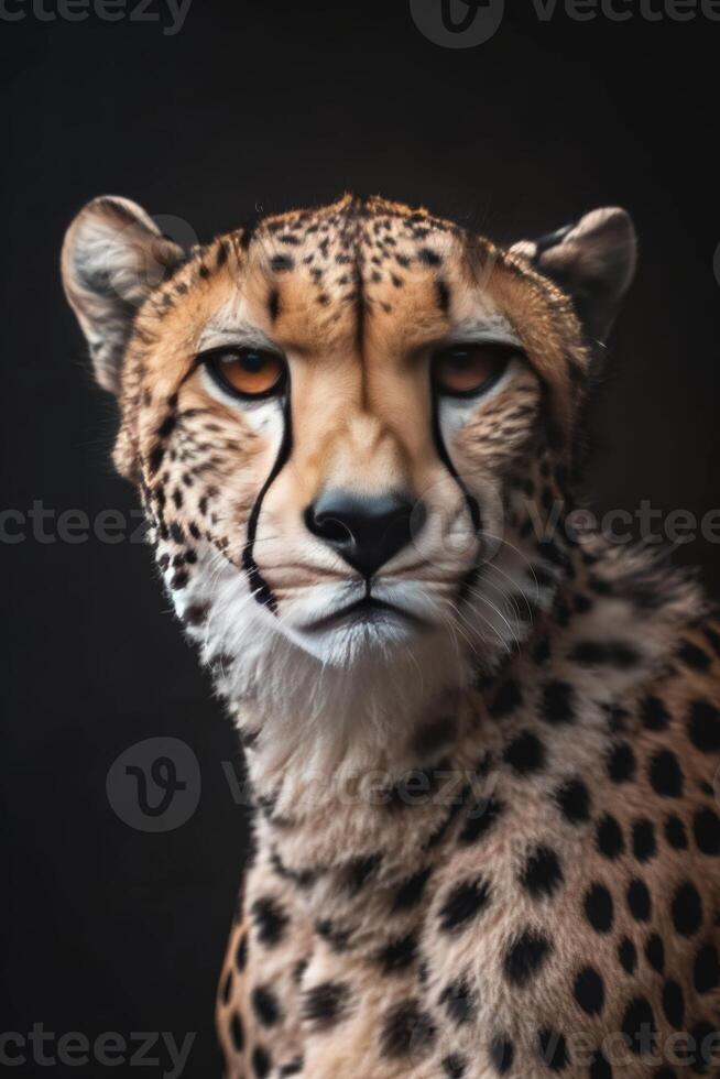 A close up of a cheetah's face photo