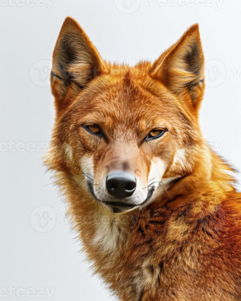 A close up of a red wolf looking at the camera photo