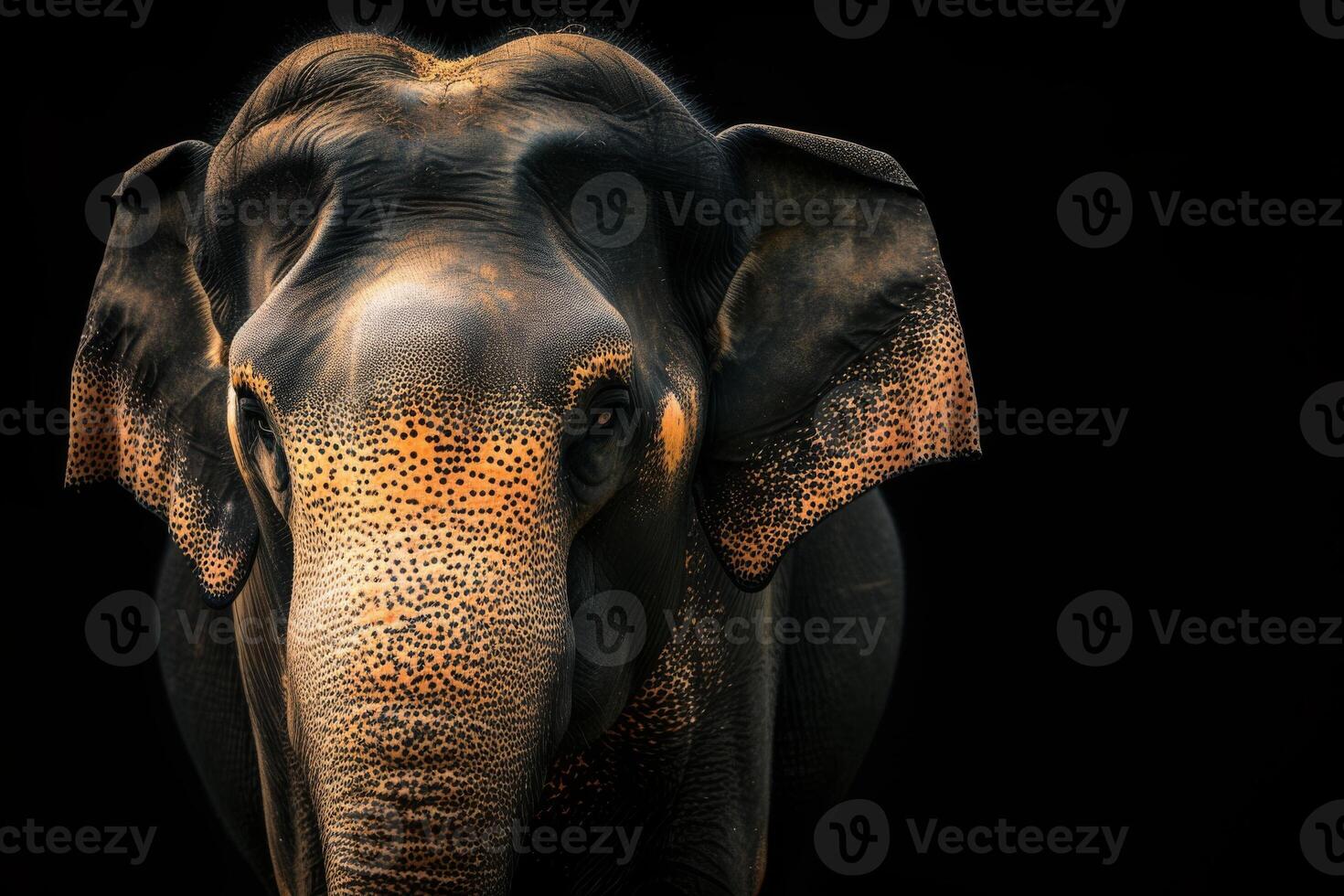 A close up of an elephant's face photo