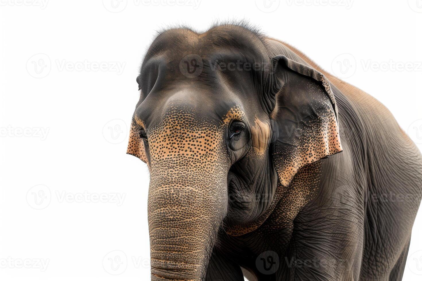 An elephant standing in front of a white background photo