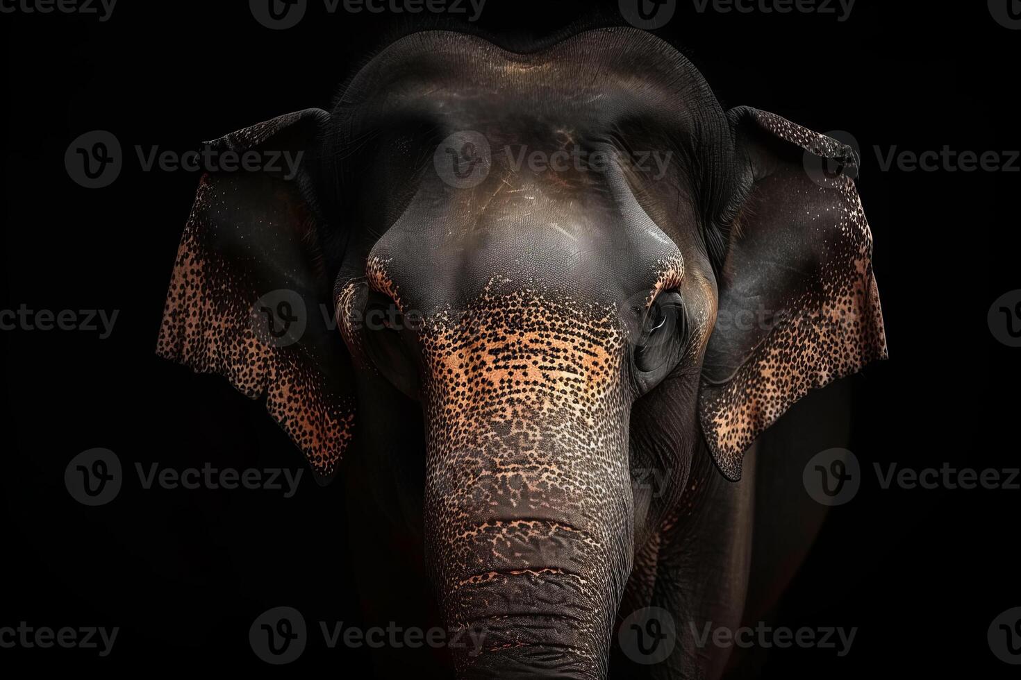 A close up of an elephant's face photo