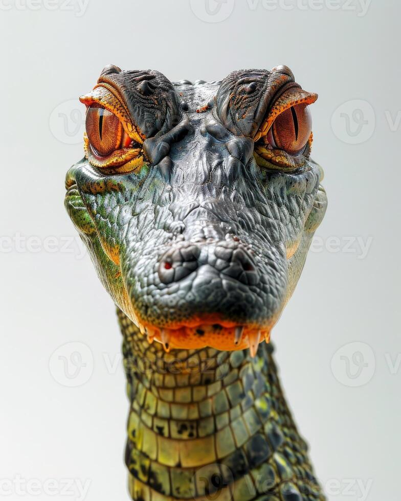 A close up of a crocodile's head photo