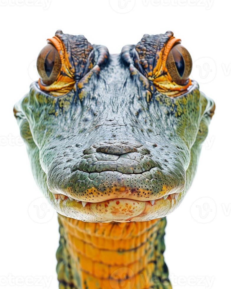 A close up of a crocodile's head photo