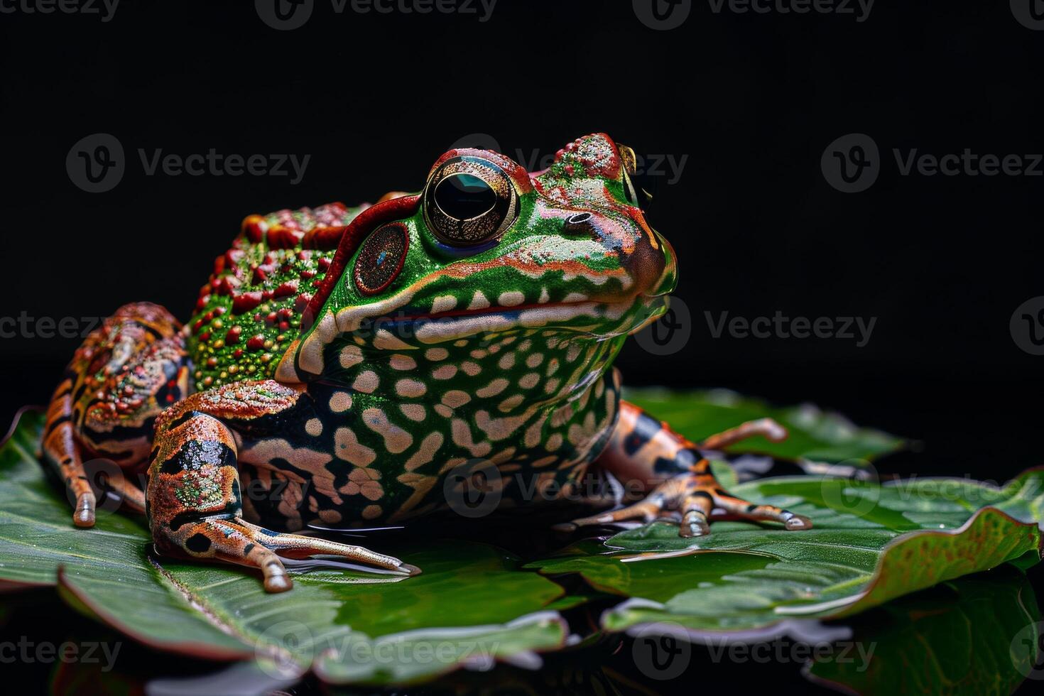 A frog with a colorful pattern on its back photo