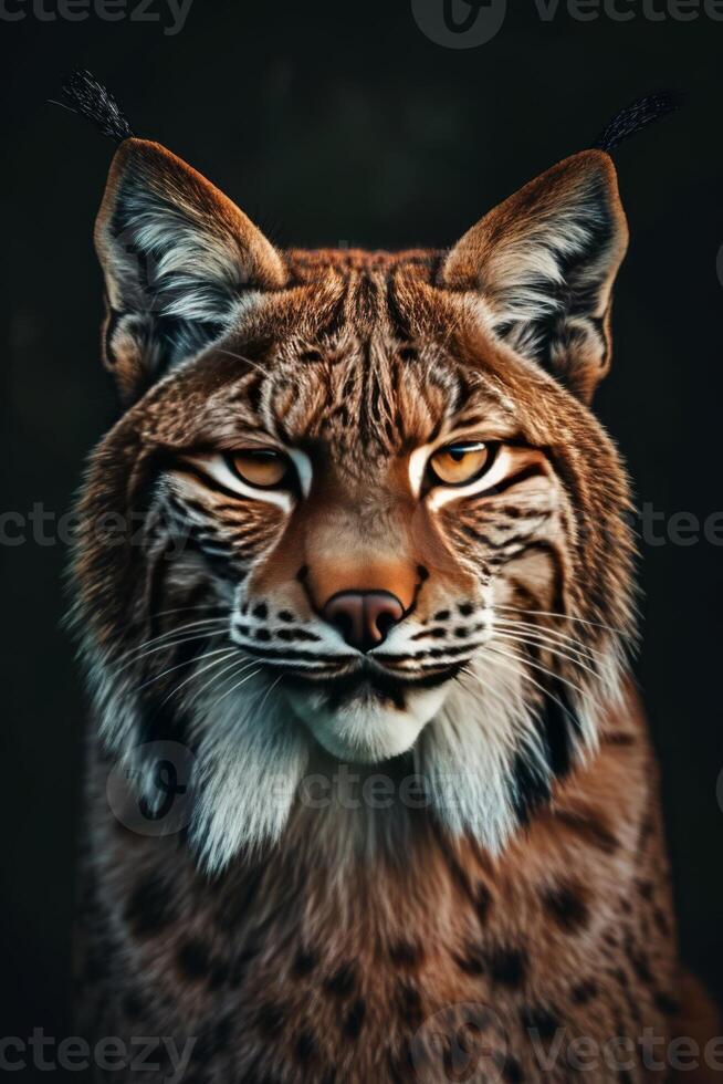 A close up of a lynx with its eyes open photo