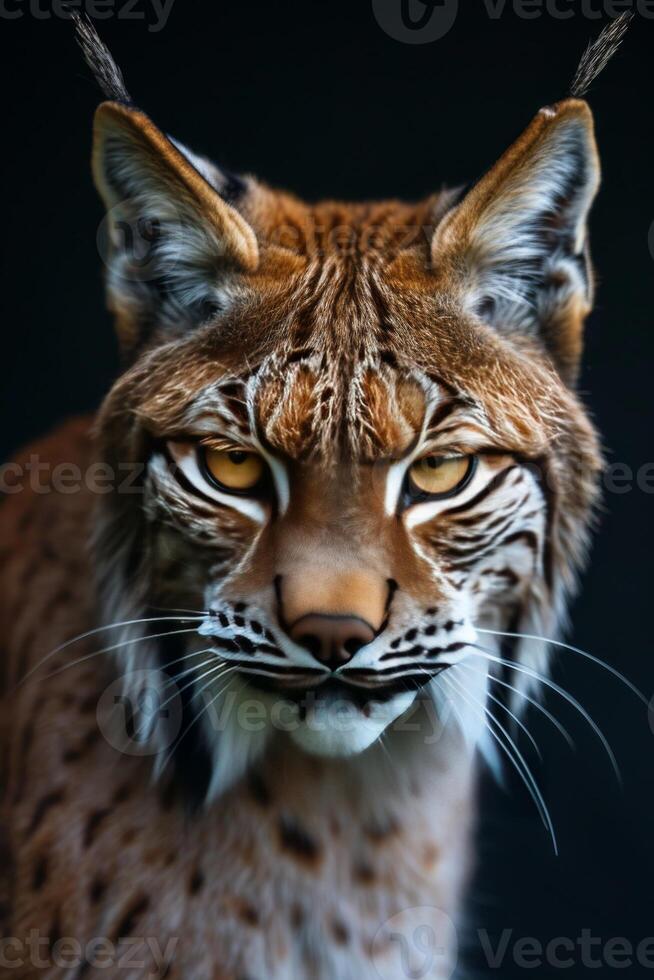 A close up of a lynx with its eyes open photo