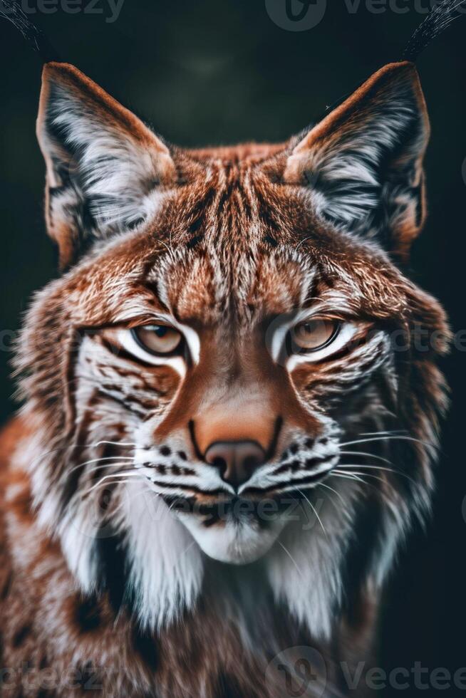 A close up of a lynx with its eyes open photo