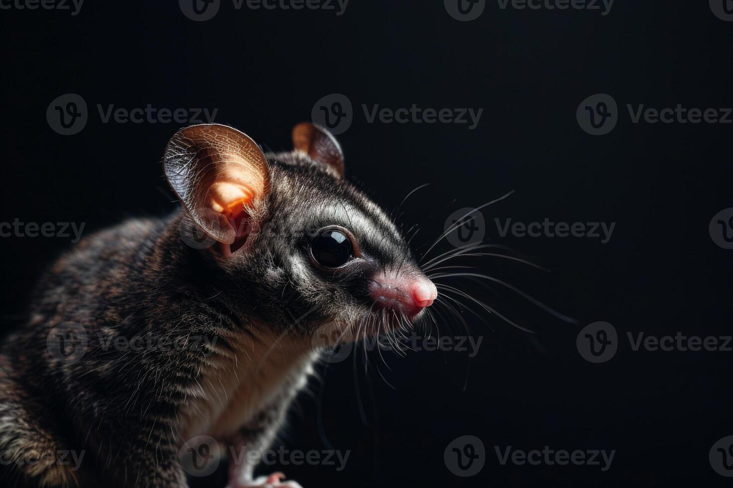 A sugar glider on a black background photo