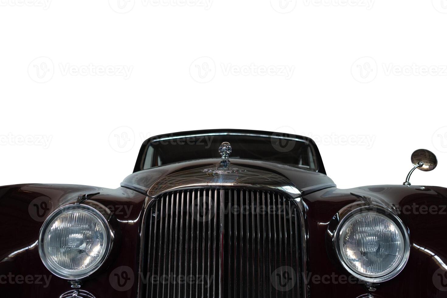 Vintage, black, shiny car on white background. photo