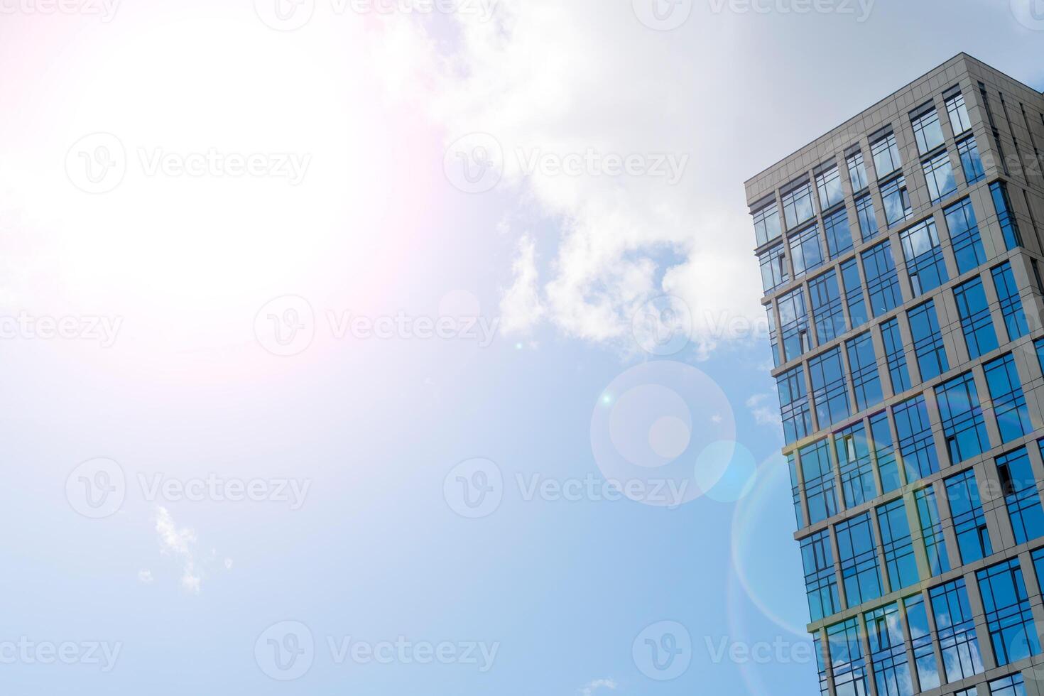 High-rise buildings of modern city. View from below. photo