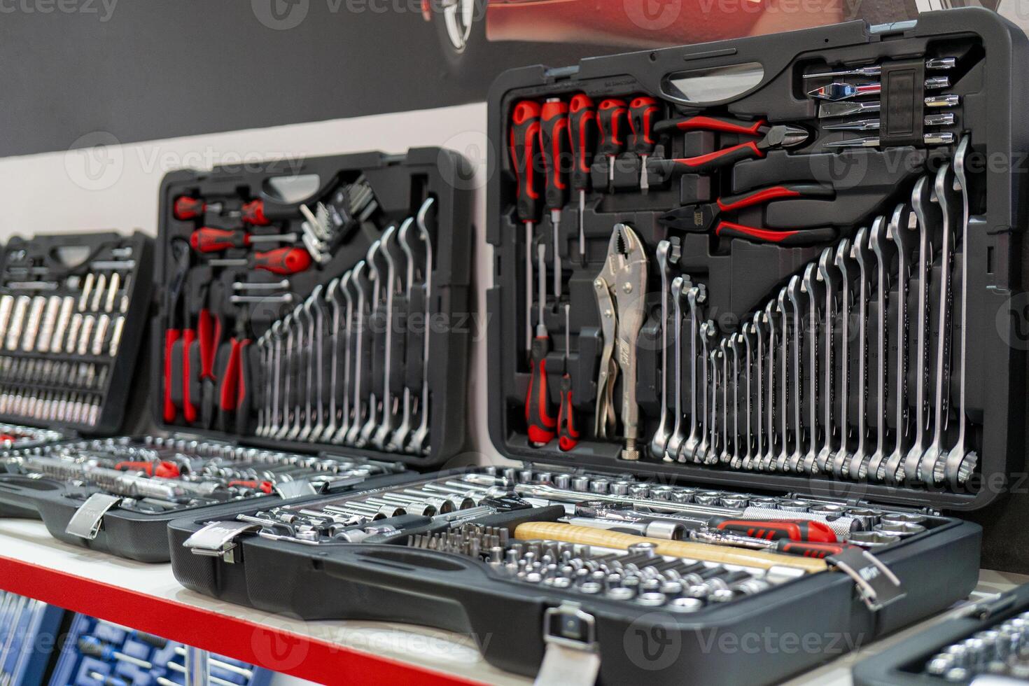 Tool kit for car repair. Repair faults on road and in workshop. photo