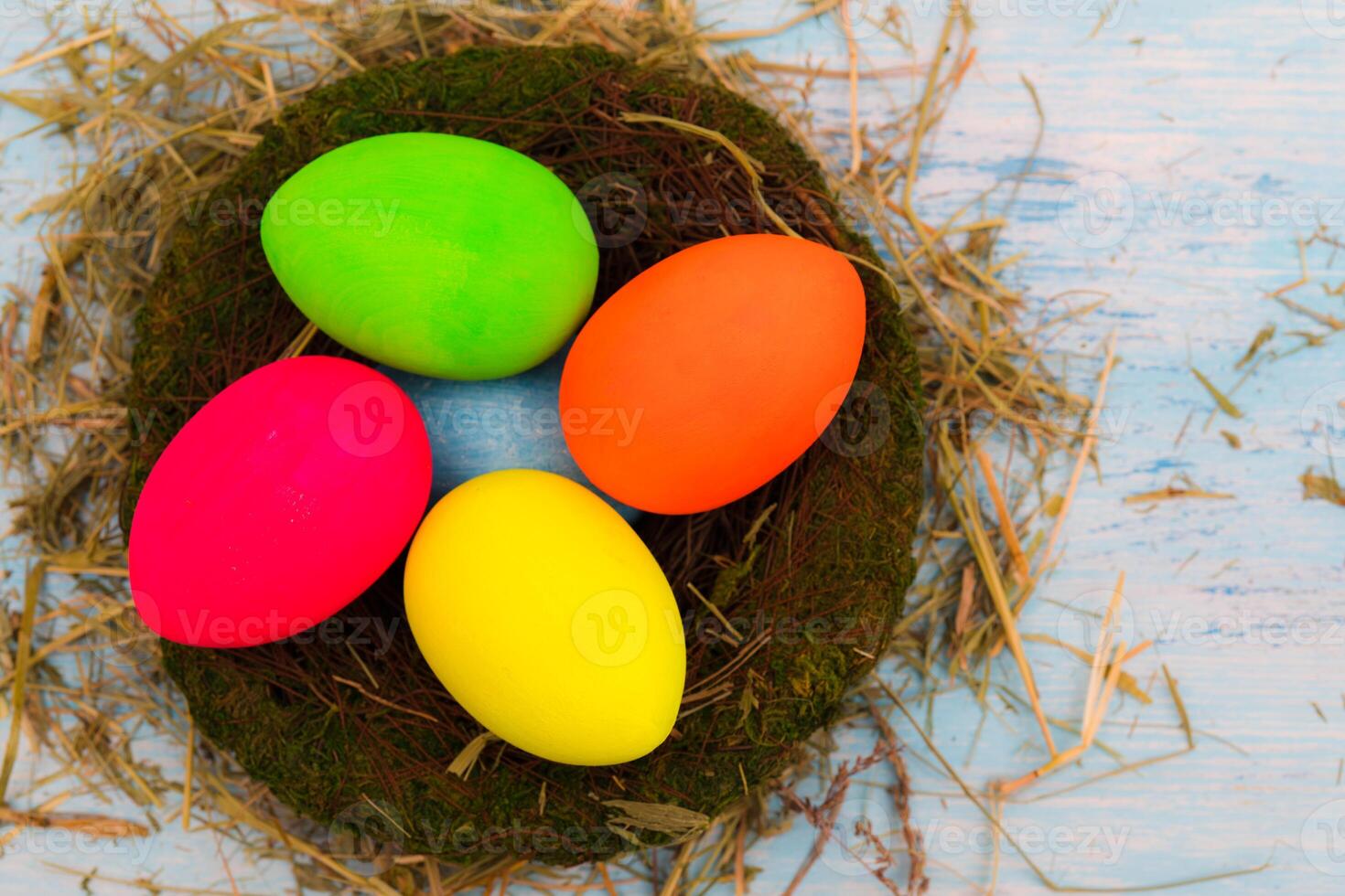 Multi-colored Easter eggs. photo