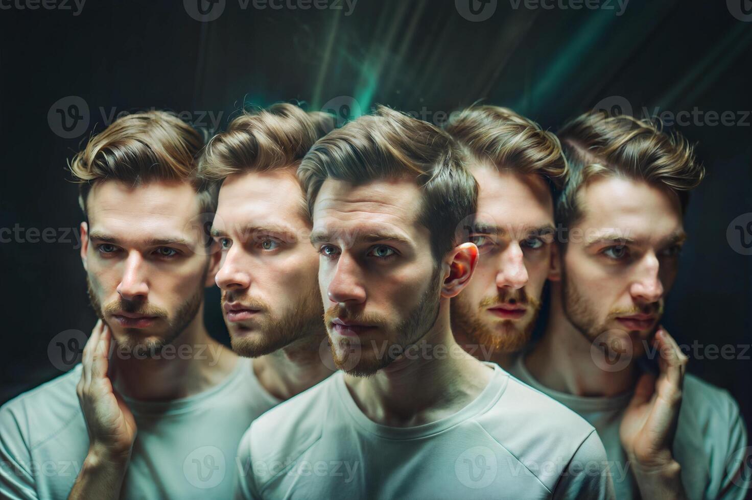 Human heads as a symbol of the split consciousness of a criminal, liar or schizophrenic. photo