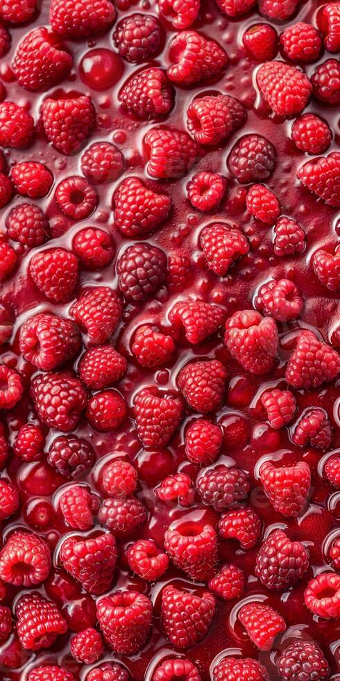 Red berry texture of raspberry jam. photo