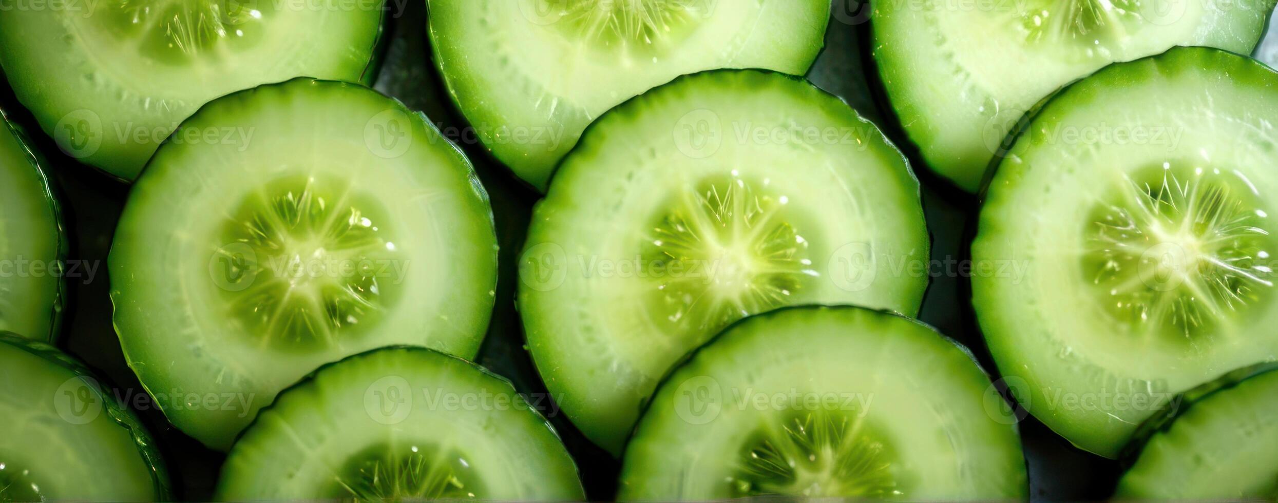A close up of sliced cucumbers photo