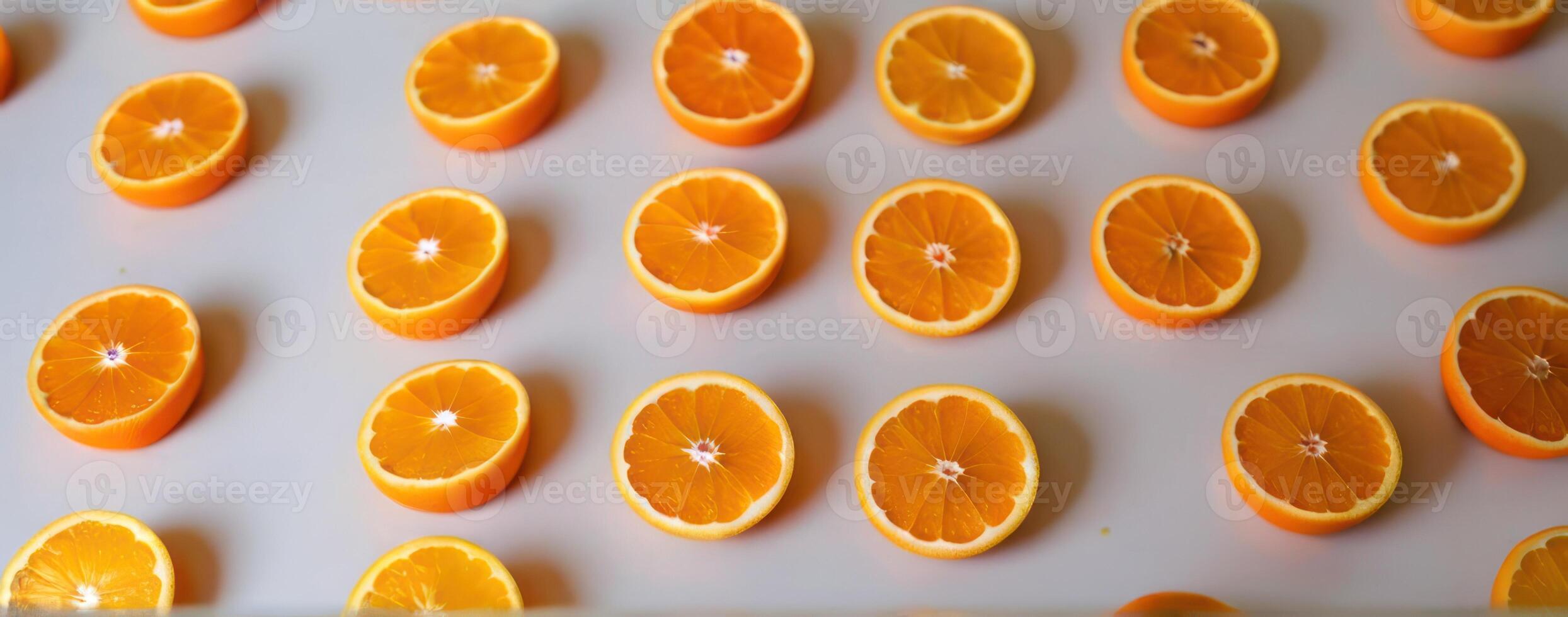 Sliced oranges on a table photo