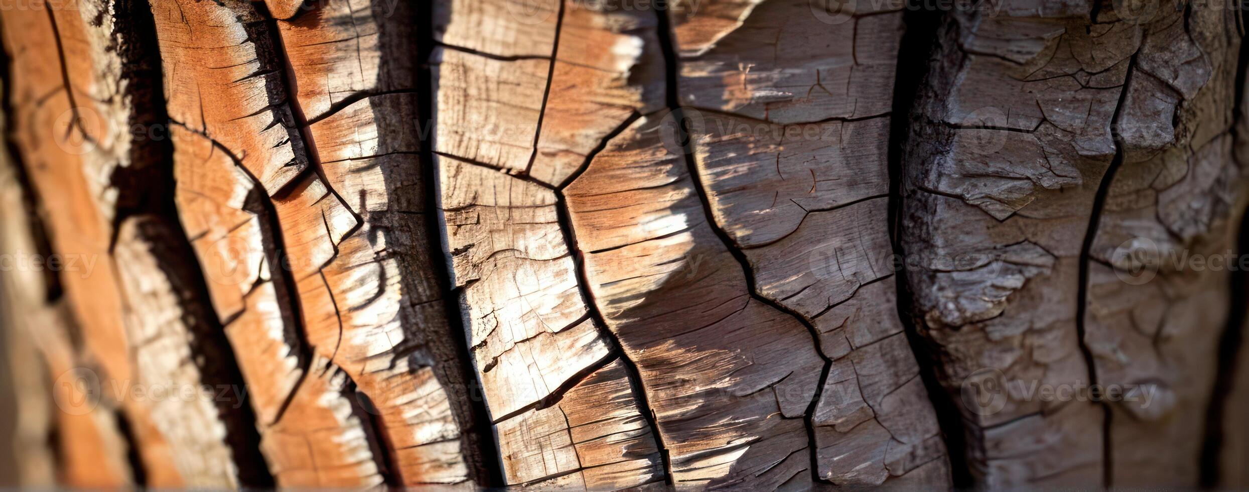 Close up of a tree trunk with cracks in it photo