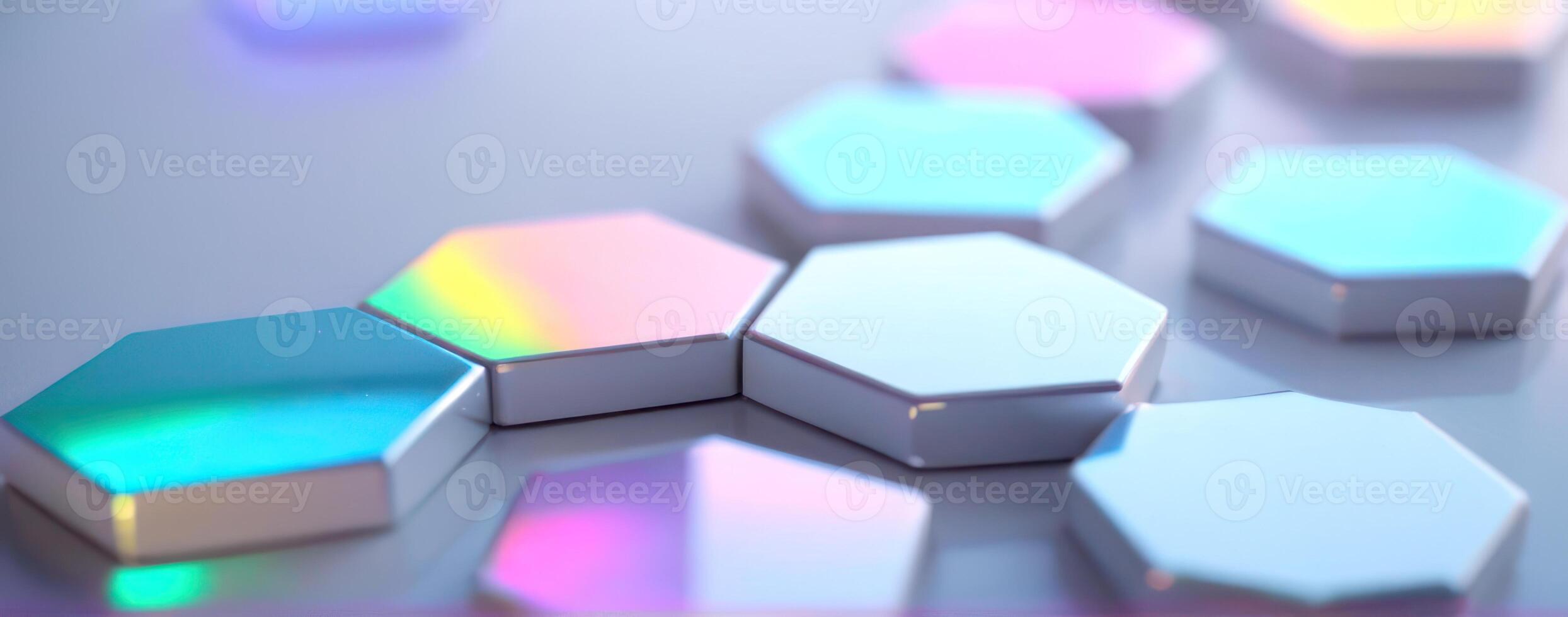 A group of colorful hexagons arranged on top of each other photo